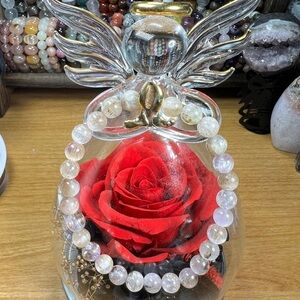 Ice Kunzite Cat Eye Beaded Bracelet 6.7MM 6.75” Natural Quartz Crystal